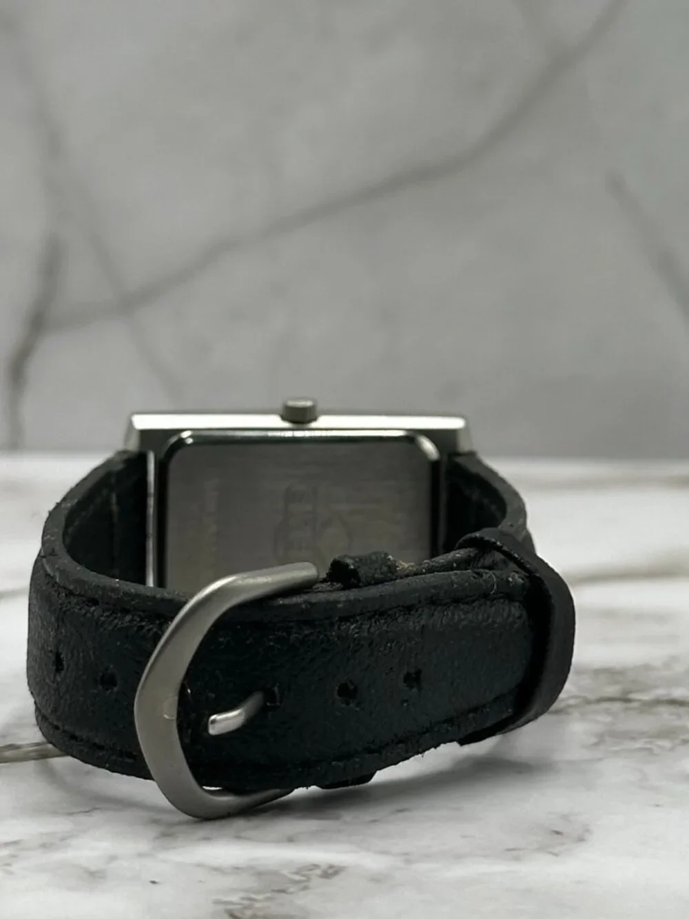 Harrah's Casino Watch Silver Tone Men Women Black Leather Buckle Band 9